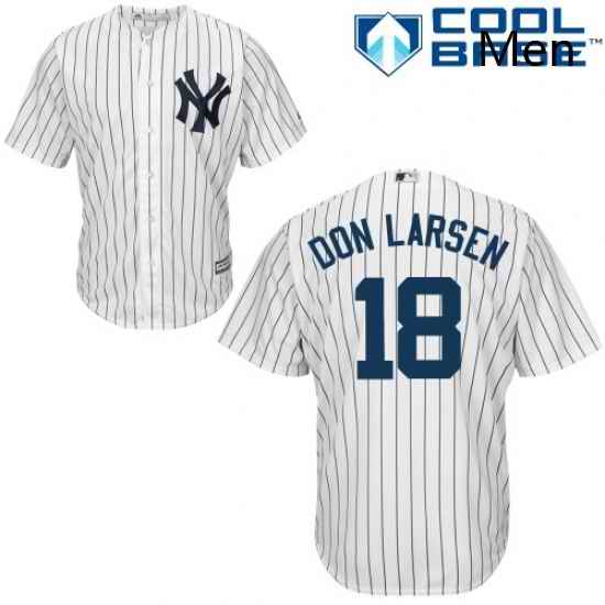Mens Majestic New York Yankees 18 Don Larsen Replica White Home MLB Jersey